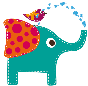 Kids carpet elephant bathing bird wall sticker - TenStickers