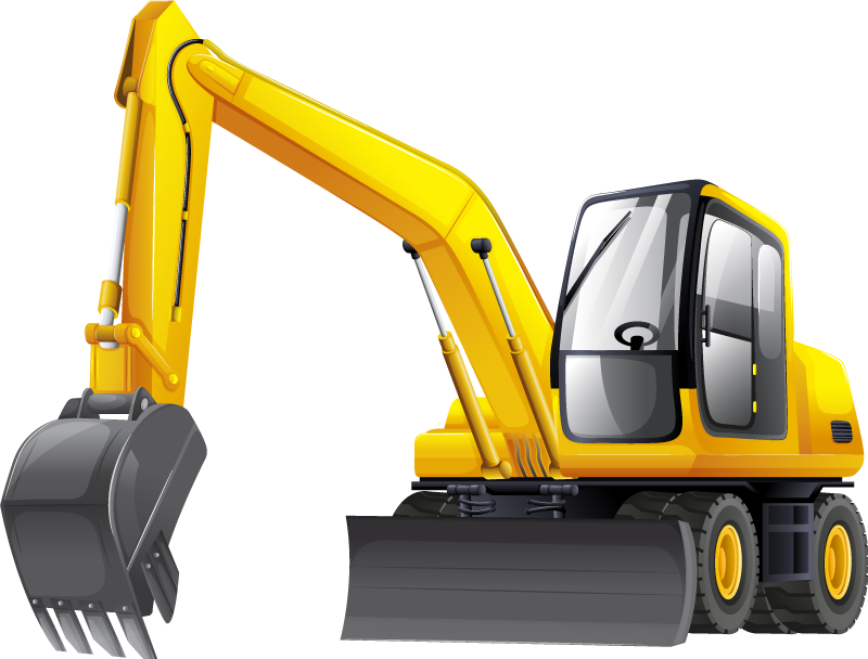Kids carpet excavator cartoon 3d yellow and black - TenStickers