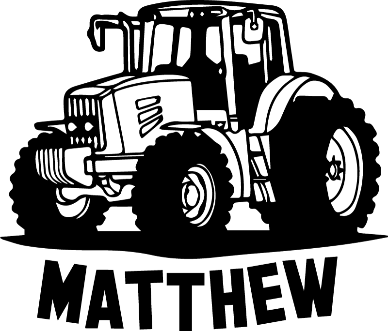 Kids carpet with tractor silhouette and name - TenStickers