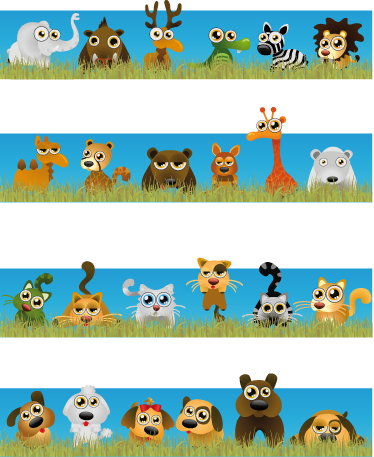Kids carpet stripes with animals design - TenStickers