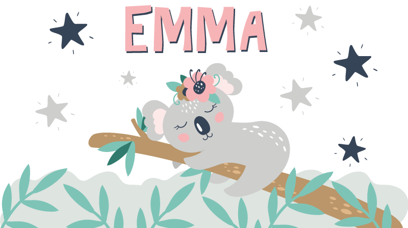 Kids carpet cute koala for girl with name - TenStickers