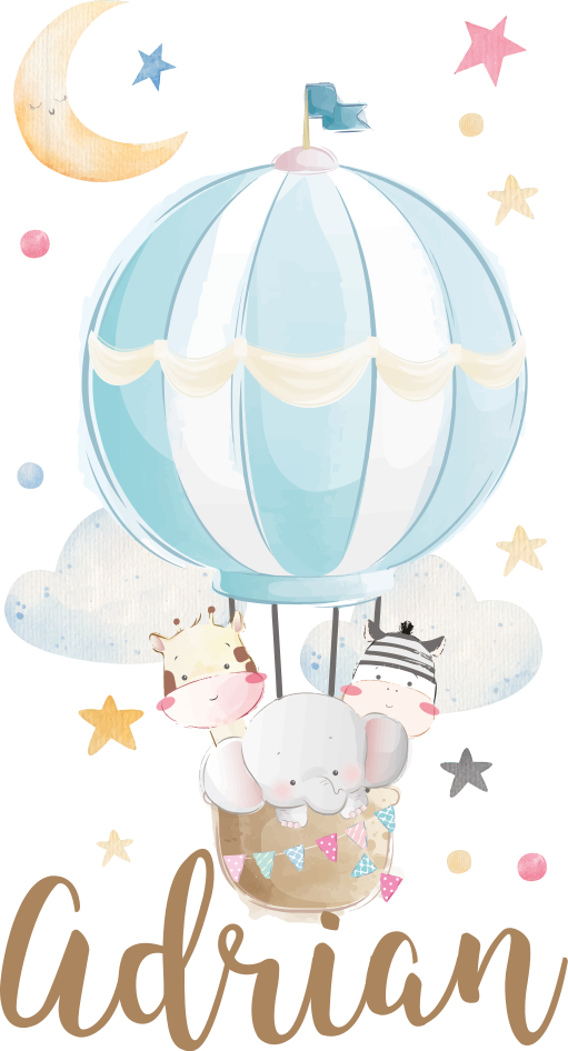 Kids carpet with three animals on balloons - TenStickers