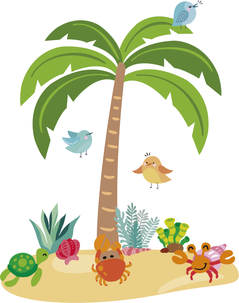Kids carpet with palm trees and sea animals - TenStickers