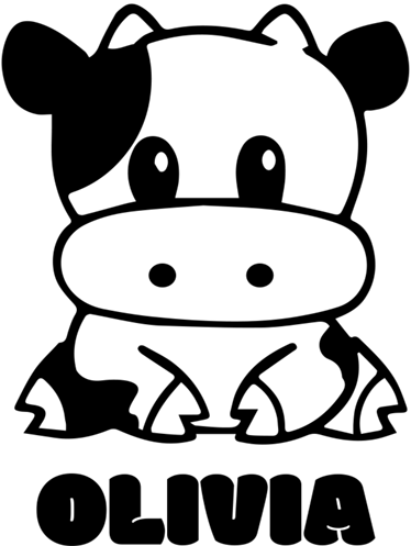 Kids carpet black and white cow with name - TenStickers