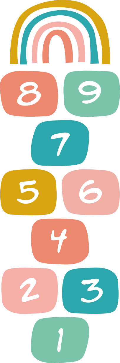 Kids carpet hopscotch with rainbow design - TenStickers