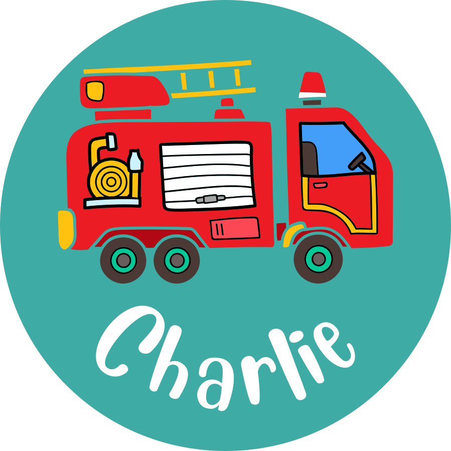 Kids carpet personalised fire truck design - TenStickers