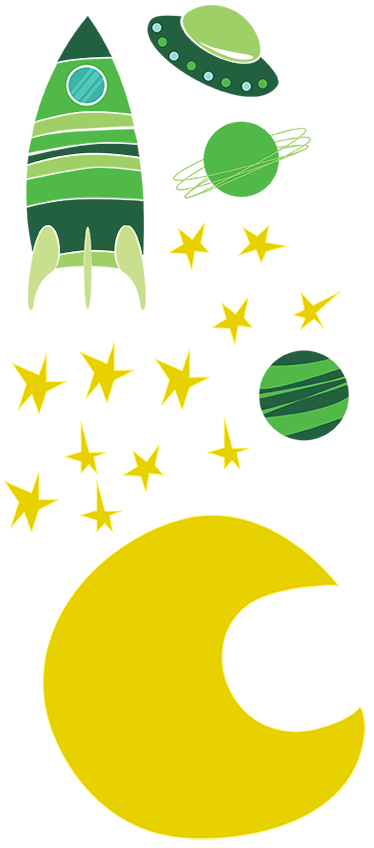 Kids carpet space-themed green stickers - TenStickers