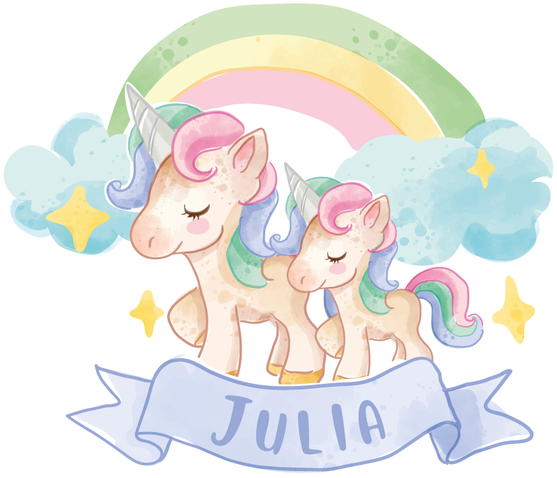 Kids carpet featuring joyful unicorns on a rainbow - TenStickers
