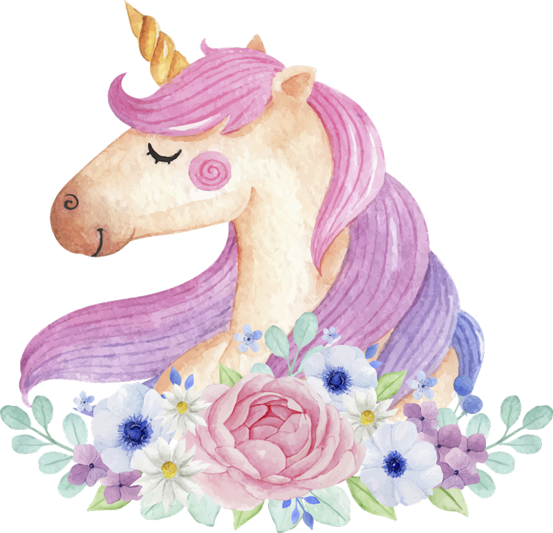 Kids carpet watercolor unicorn design - TenStickers