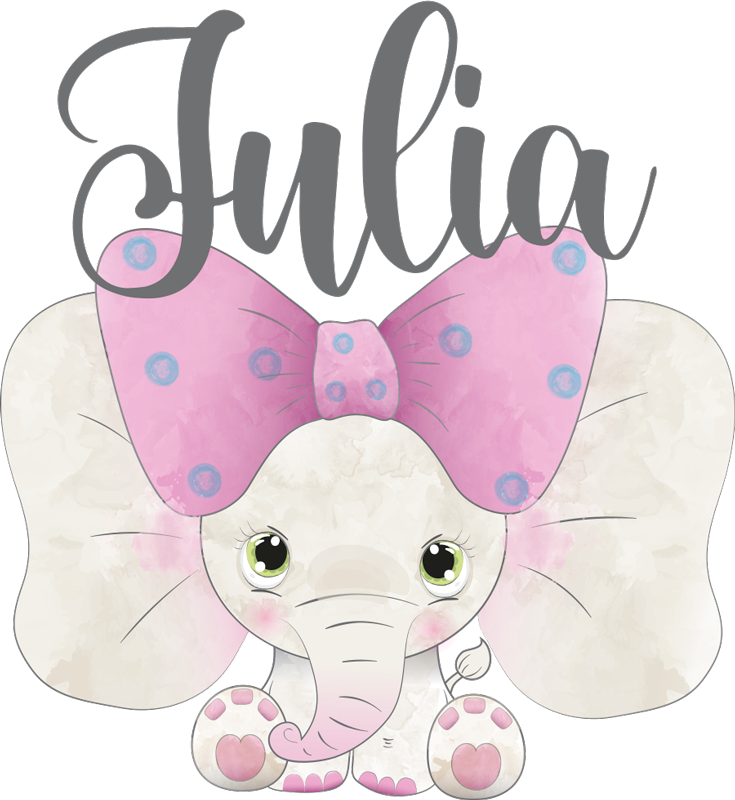 Kids carpet elephant with baby and name - TenStickers