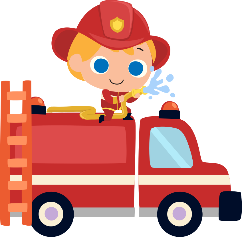Kids carpet firefighter red car man - TenStickers