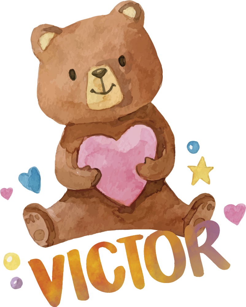 Kids carpet with heart plush bear - TenStickers