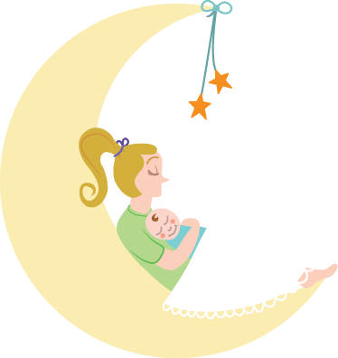 Kids carpet mum and baby on the moon - TenStickers