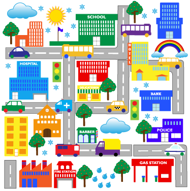 Kids carpet colorful big city design - TenStickers