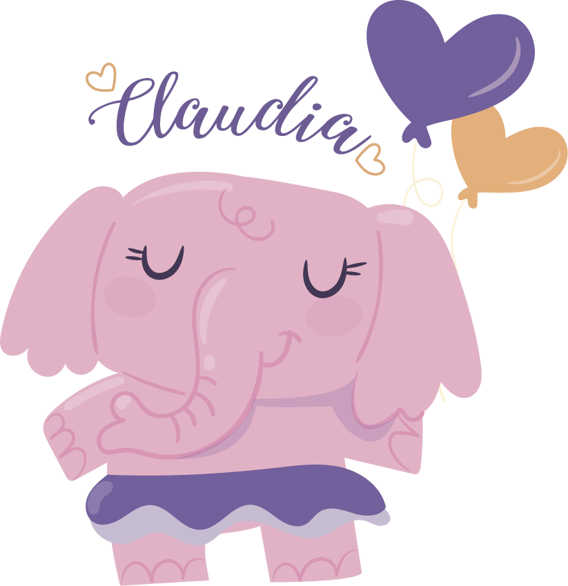Kids carpet pink elephant personalized with name - TenStickers