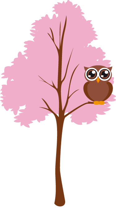 Kids carpet pink tree with owl design - TenStickers