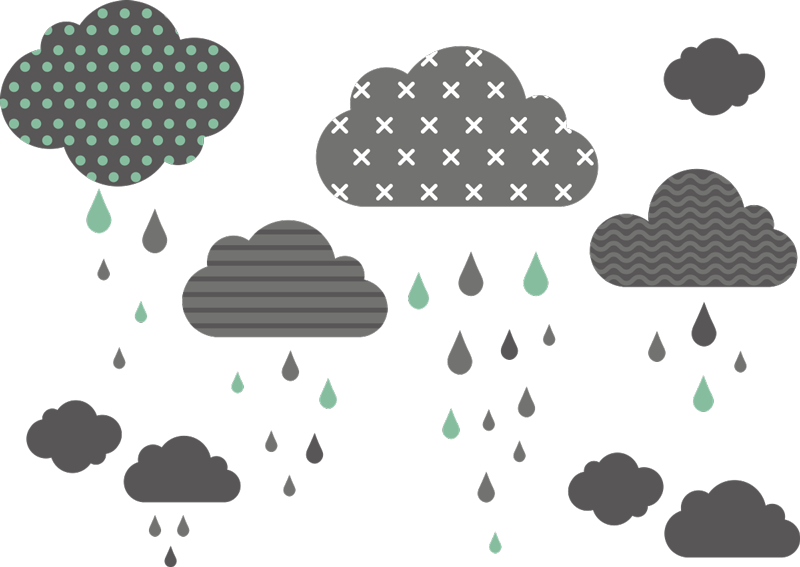 Kids carpet in grey rainy clouds design - TenStickers