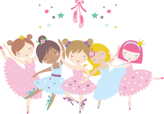 Kids carpet with colorful ballet stars illustration - TenStickers