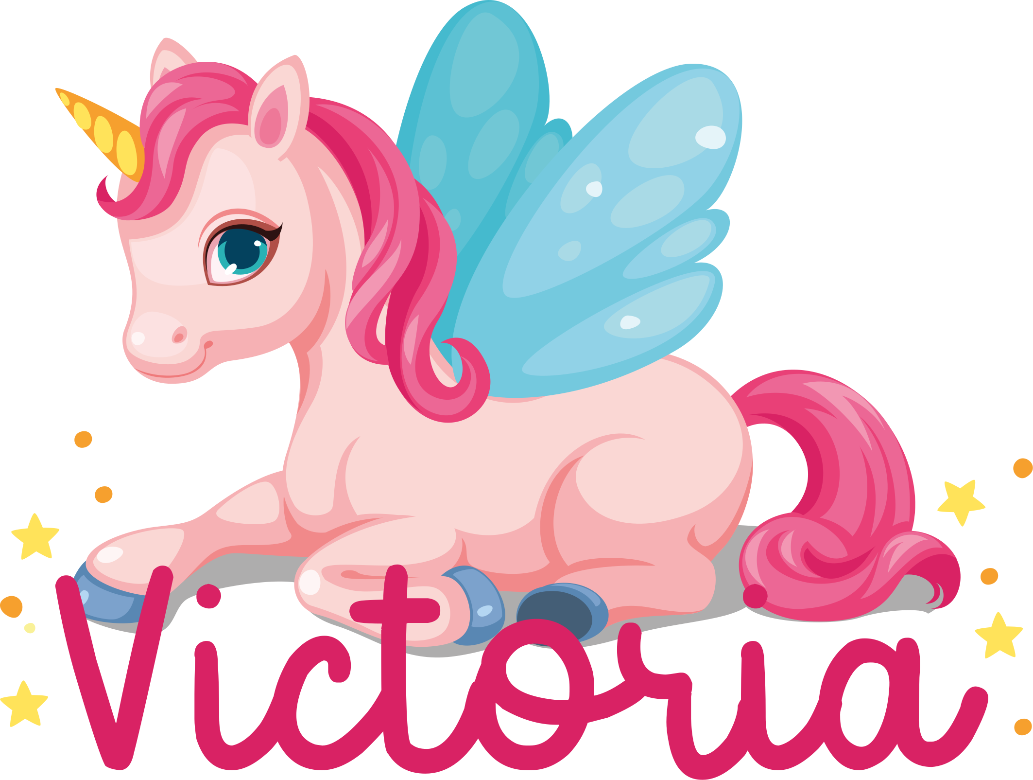 Kids carpet funny pink happy unicorn - TenStickers