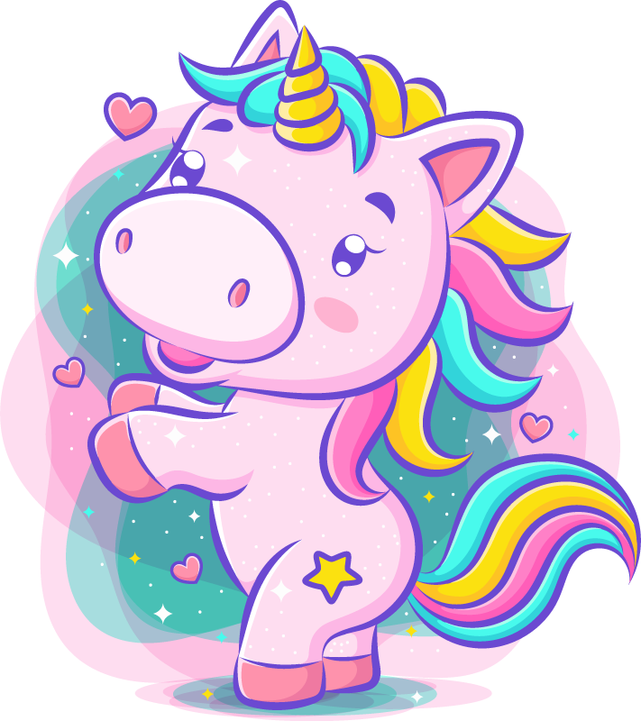 Kids carpet smiling colorful cartoon unicorn - TenStickers