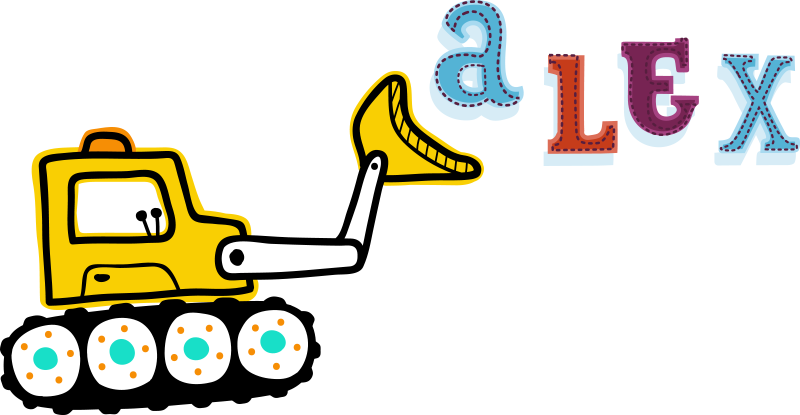 Kids carpet excavator personalized name rug - TenStickers