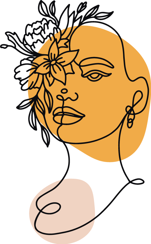 Bedroom carpet featuring a minimalistic woman portrait - TenStickers