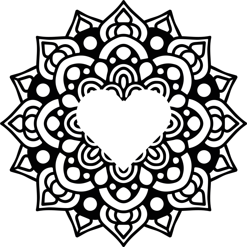 Bedroom carpet mandala in heart-shaped frame - TenStickers