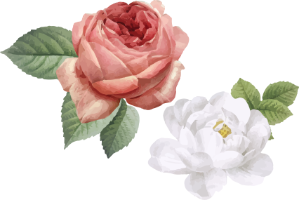 Bedroom carpet with white and pink roses - TenStickers