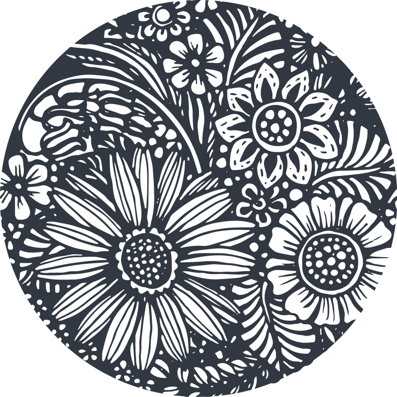Bedroom carpet with round floral design - TenStickers