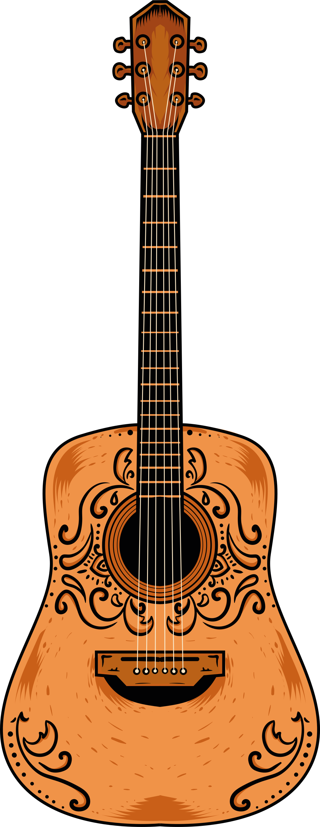 Bedroom carpet in vibrant orange guitar design - TenStickers