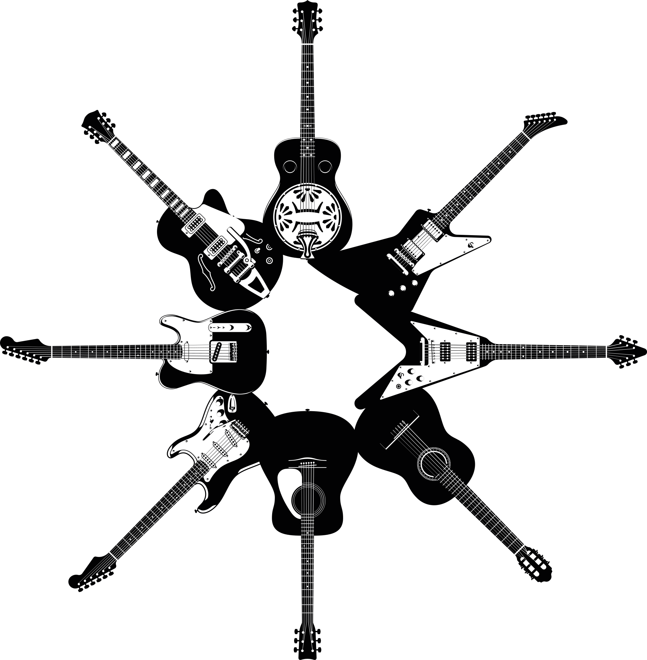 Bedroom carpet with guitars in a circle - TenStickers