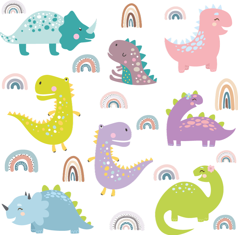 Bedroom carpet nordic dinosaur rainbow set - TenStickers