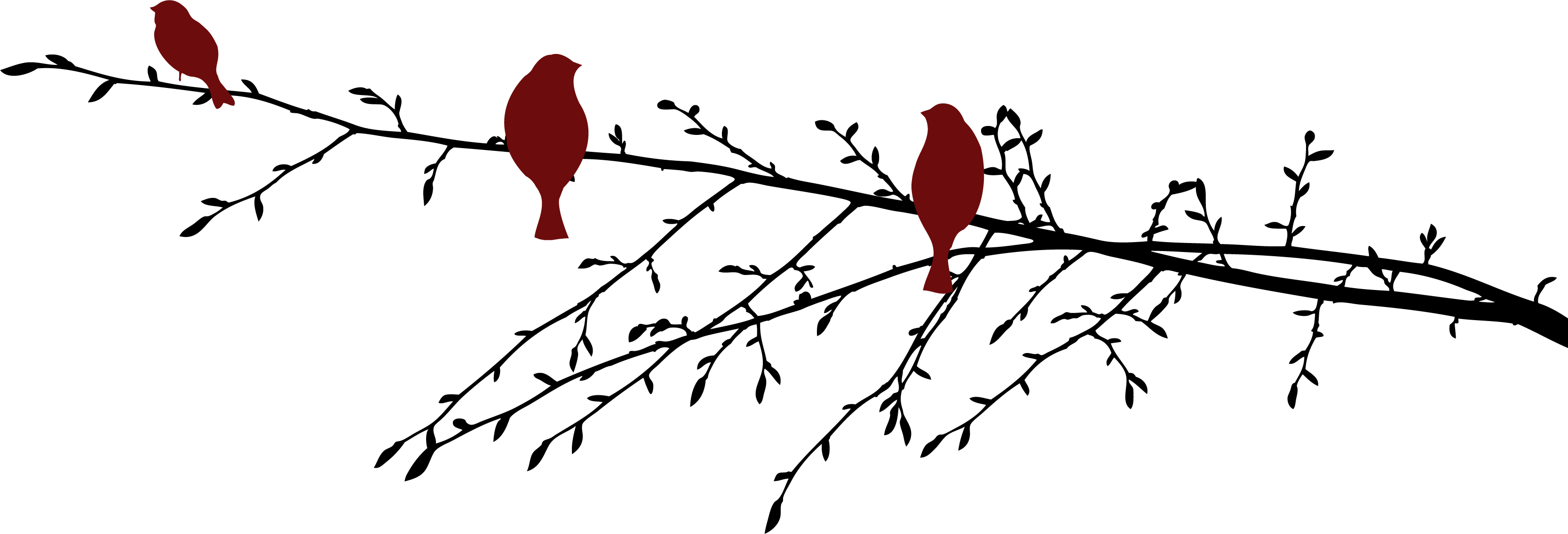 Bedroom carpet with red birds on branch design - TenStickers