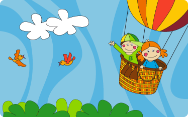 Kids carpet flying in air balloon - TenStickers
