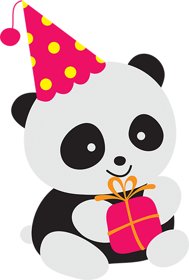 Kids carpet featuring a baby panda with a gift - TenStickers