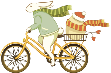 Kids carpet easter bunny on bike design - TenStickers