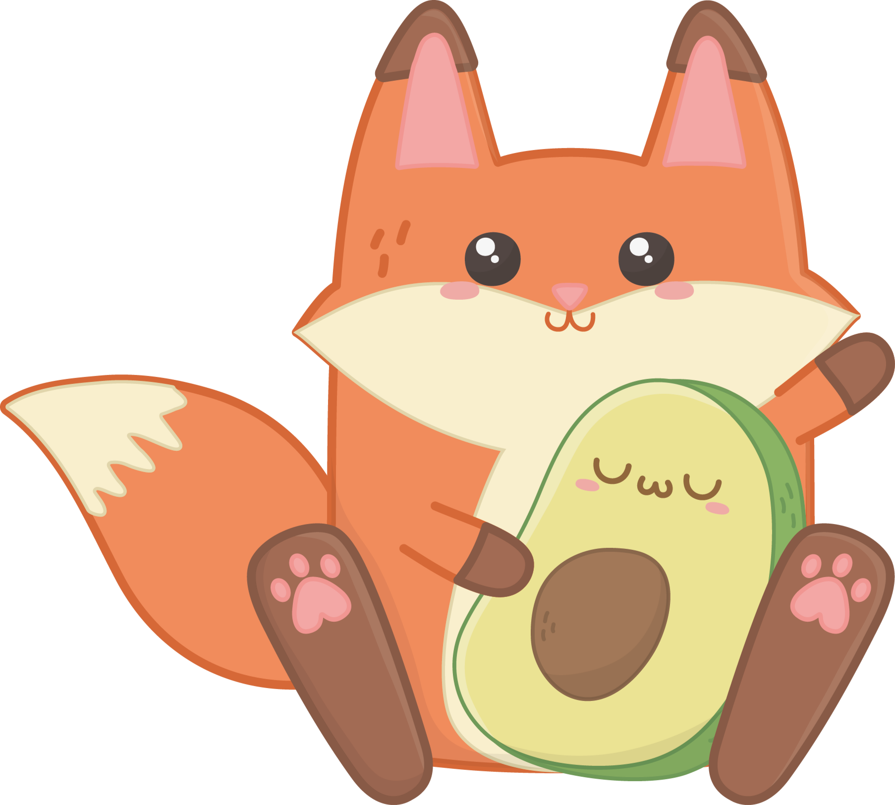 Kids carpet featuring kawaii fox with avocado - TenStickers