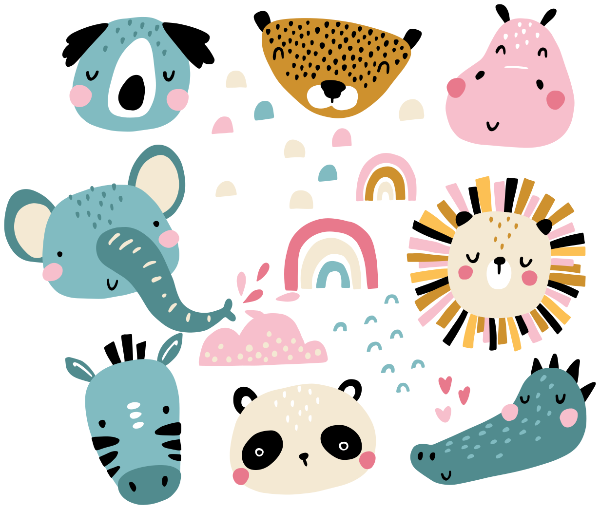 Kids carpet little animals nordic design - TenStickers