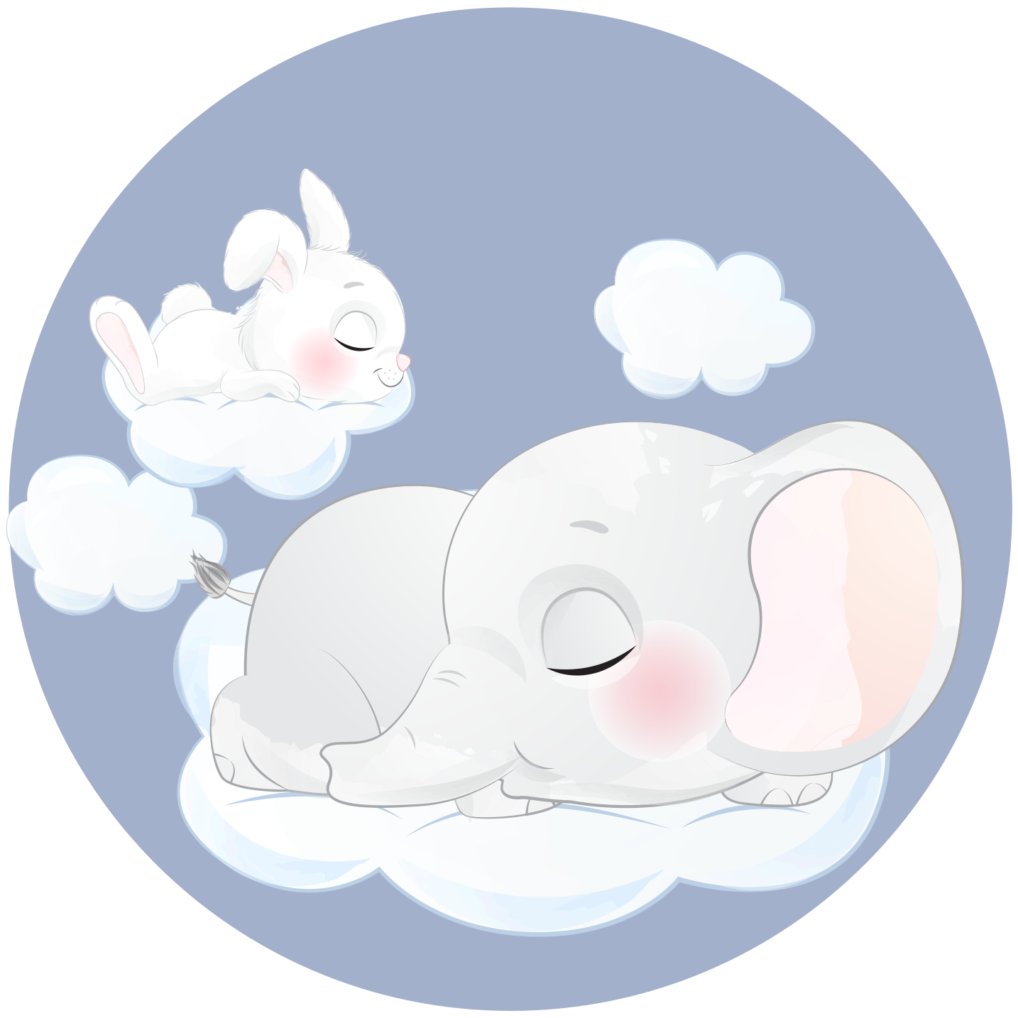 Kids carpet elephant and rabbit on a cloud - TenStickers