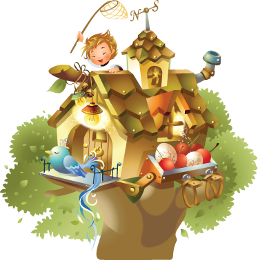 Game rug tree house illustration for kids - TenStickers