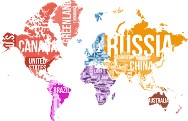 Map rug world map with names and borders - TenStickers