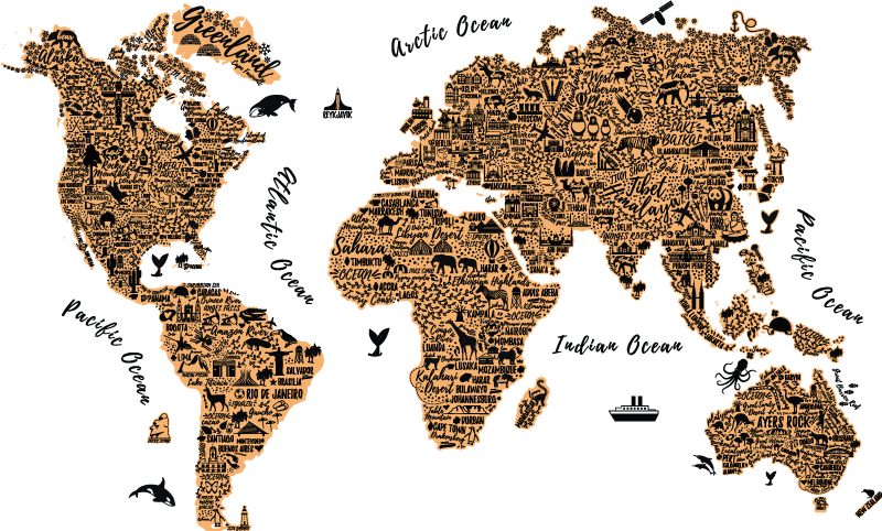 Map rug world map with text profile design - TenStickers