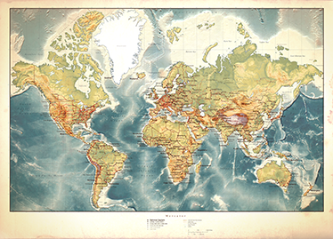 Map rug vintage world map vinyl - TenStickers