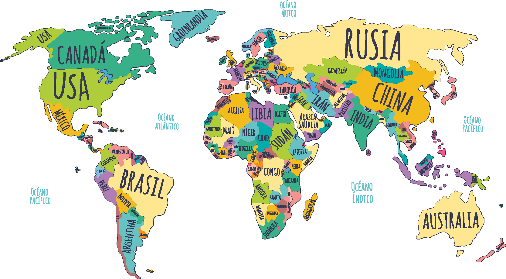 Map rug world political map rug - TenStickers