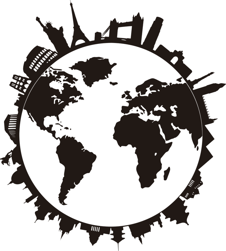 Map rug world with landmarks - TenStickers