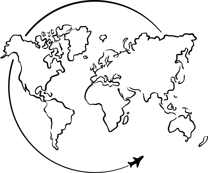 Map rug world map circle airplane - TenStickers