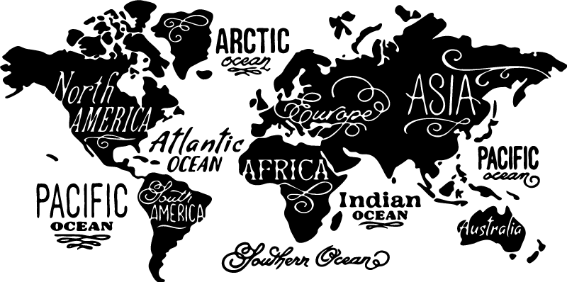 Map rug world map with details - TenStickers