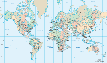 Map rug world map vinyl with time zones - TenStickers
