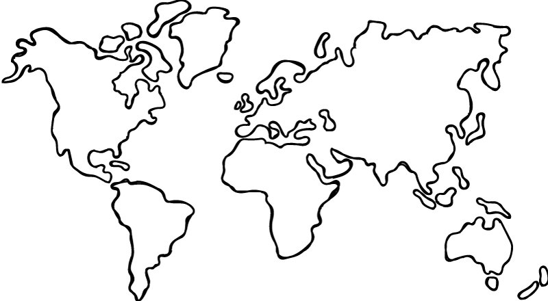 Map rug political world map monochrome - TenStickers