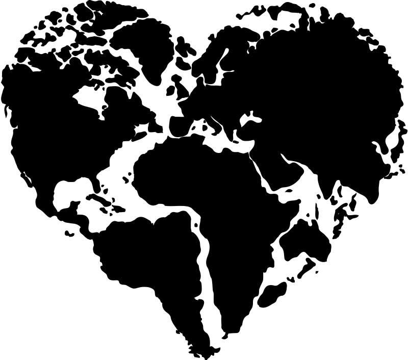 Map rug in heart shape world design - TenStickers